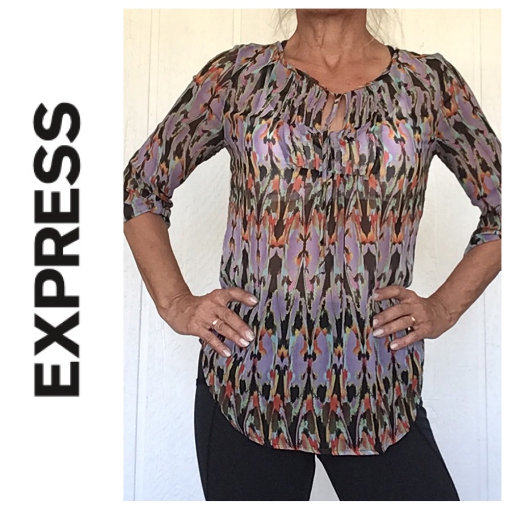 EXPRESS MULTI COLORED BLOUSE TOP XS